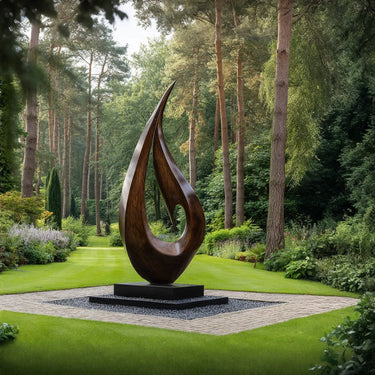 Large Abstract Wooden Garden Sculpture Solid Wood Outdoor Art Statue