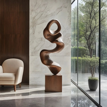 Liquid Curve Wood Sculpture for Modern Interior Accent