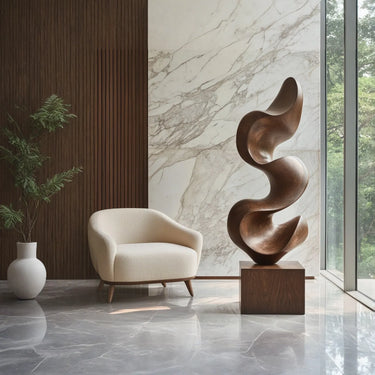 Abstract Solid Wood Floor Sculpture for Luxury Modern Interiors