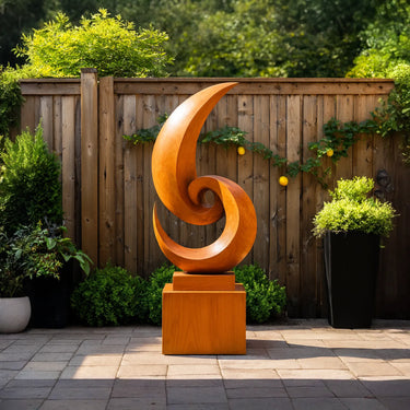 Outdoor Solid Wood Spiral Sculpture for Garden Landscape Decor