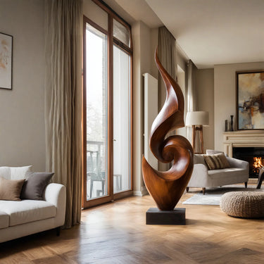 Abstract Solid Wood Floor Sculpture for Modern Luxury Interior