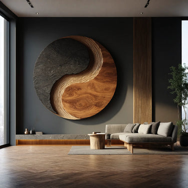 Yin Yang Solid Wood Wall Sculpture for Organic Modern Decor