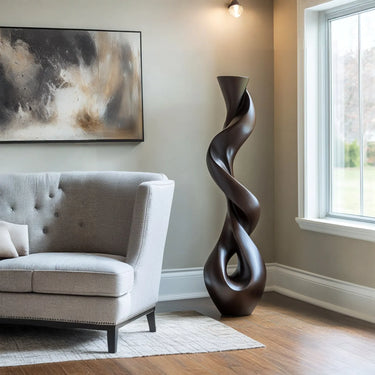 Twisted Solid Wood Floor Sculpture for Modern Living Room