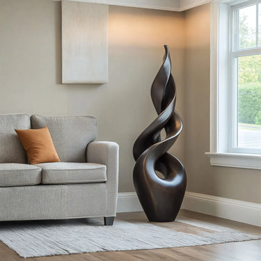 Modern Twisted Solid Wood Floor Sculpture for Minimalist Interior