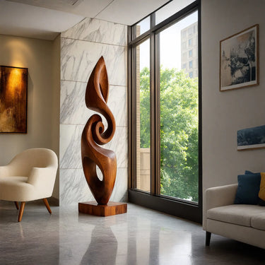 Handcrafted Solid Wood Spiral Sculpture for Contemporary Interiors