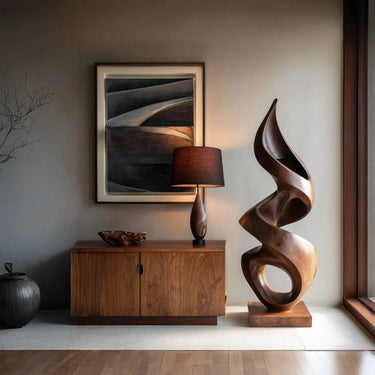 Abstract Solid Wood Floor Sculpture for Modern Living Spaces