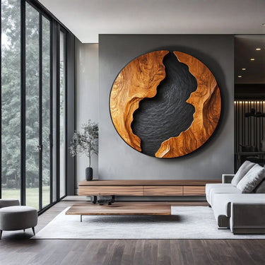 Natural Edge Solid Wood Wall Sculpture for Modern Home Decor