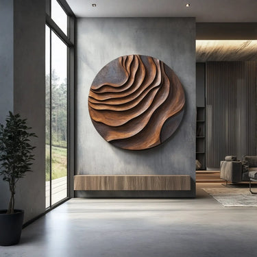 Layered Solid Wood Wall Art Panel for Modern Interior Decor