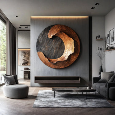 Contemporary Circular Wall Sculpture with Layered Organic Form