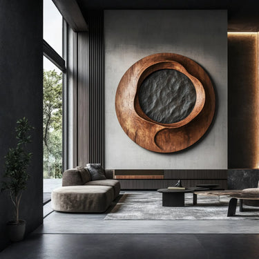 Sculptural Circular Wall Art with Organic Inner Form