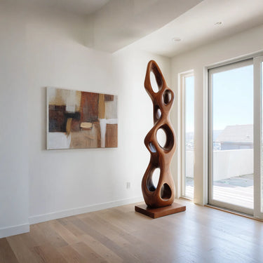 Organic Openwork Sculpture in Natural Wood for Bright Interiors