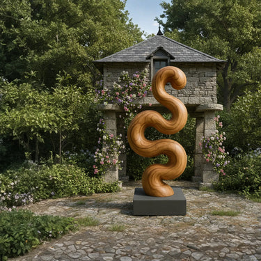 Serpentine Flow Wood Sculpture for Garden Statement Display