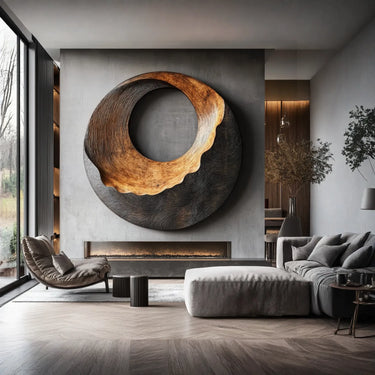 Open Core Ring Wall Art with Sculpted Edge Relief