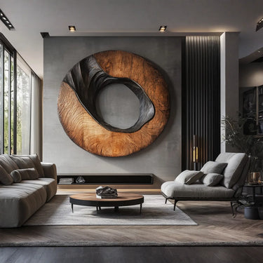 Twisted Core Ring Wall Art with Sculptural Hollow Form