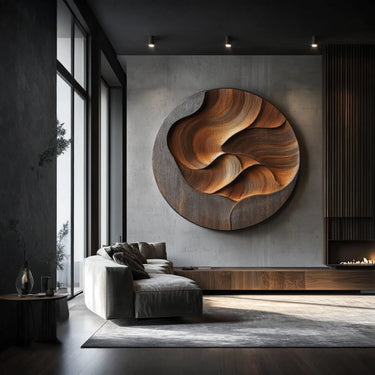Natural Wood Wall Art with Layered Organic Relief