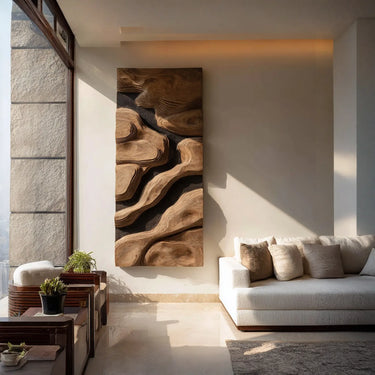 Vertical Sculptural Wall Panel for Warm Contemporary Interiors