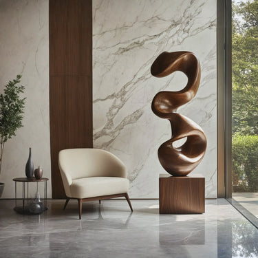 Sculptural Natural Wood Art Piece for Modern Living Room Display