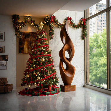 Tall Abstract Sculpture in Natural Wood for Statement Interiors