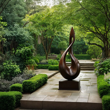 Elegant Garden Sculpture With Flowing Natural Wood Silhouette