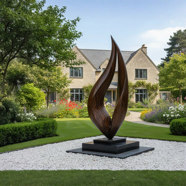 Large Abstract Wooden Garden Sculpture Hand Carved Solid Wood Outdoor Statue