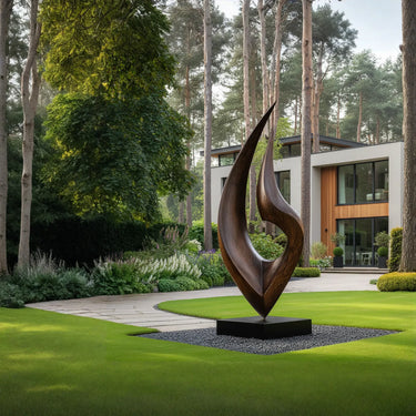 Tall Abstract Solid Wood Sculpture Hand Carved Outdoor Wood Statue