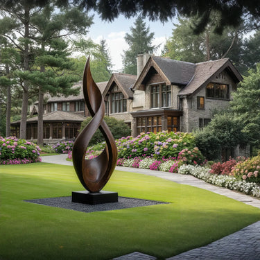 Large Outdoor Solid Wood Sculpture Hand Carved Abstract Garden Wood Art