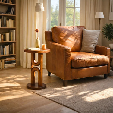 Tall Arch Solid Wood Side Table for Living Room Decor