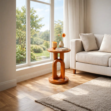 Modern Arch Base Side Table with Round Top Surface