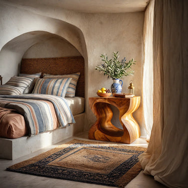 Sculptural Solid Wood Nightstand With Organic Flow Design