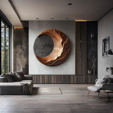 Round Solid Wood Wall Sculpture Organic Modern Wall Art Decor