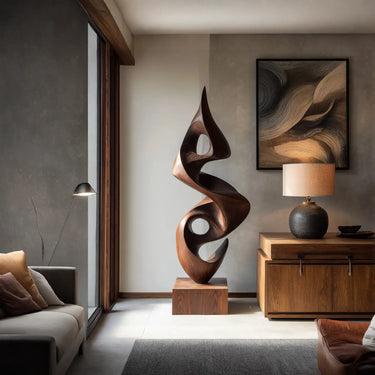Modern Abstract Floor Sculpture with Open Carved Silhouette