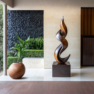 Organic Solid Wood Floor Sculpture for Contemporary Interiors