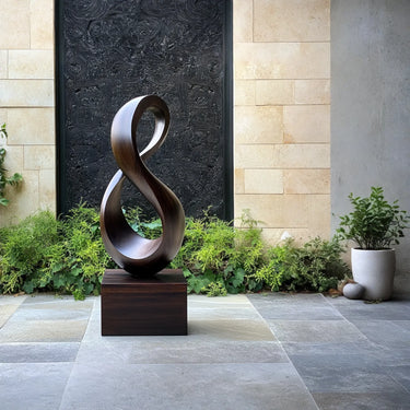 Infinity Loop Solid Wood Sculpture for Modern Interior Statement