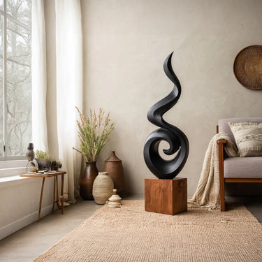Solid Wood Spiral Sculpture for Minimalist Interior Decor