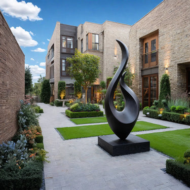 Large Modern Black Wood Sculpture Abstract Outdoor Garden Statement Statue