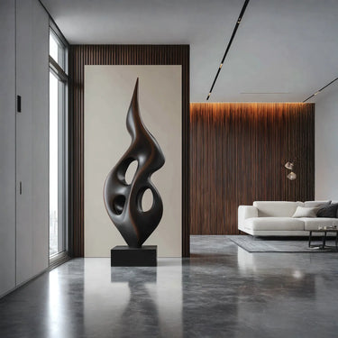 Abstract Solid Wood Loop Sculpture for Luxury Modern Interior