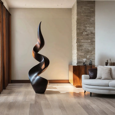 Handcarved Solid Wood Twist Sculpture for Minimalist Home Interior