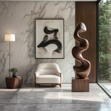 Organic Solid Wood Floor Sculpture for Modern Minimalist Interior