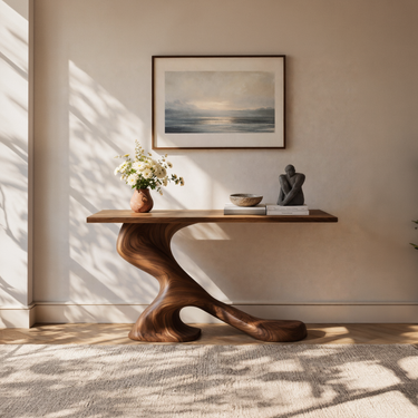 Single Sweep Sculptural Console Table With Grounded Flow Base