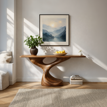 Twist Hollow Base Console Table With Sculpted Loop Form