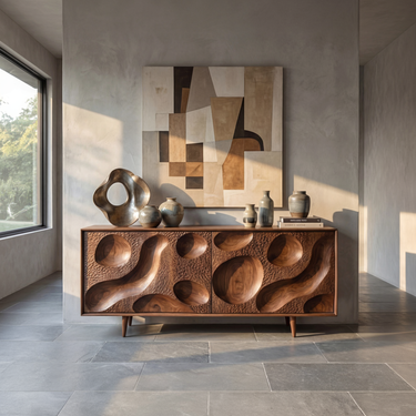 Organic Hollow Relief Sideboard with Seamless Door Storage
