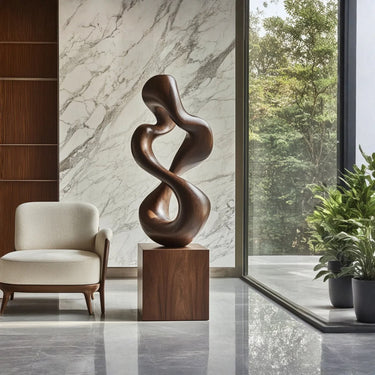 Modern Abstract Sculpture in Natural Wood for Elegant Interiors