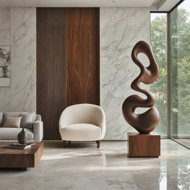 Abstract Solid Wood Floor Sculpture Handcarved Organic Modern Wood Statue