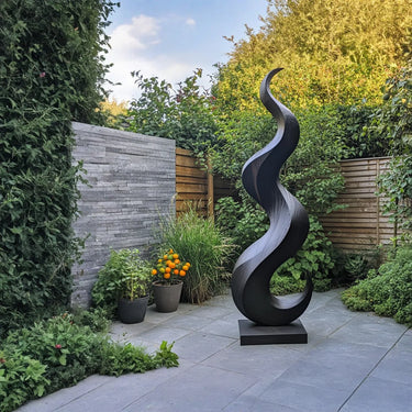 Serene Flow Wood Sculpture for Modern Garden and Outdoor Spaces
