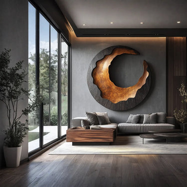Sculptural Solid Wood Wall Art Large Round Organic Modern Decor