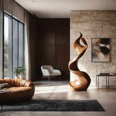 Natural Solid Wood Twist Sculpture for Luxury Modern Decor