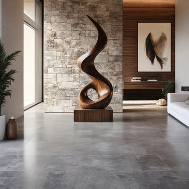 Handcrafted Solid Wood Wave Sculpture for Modern Home Interior