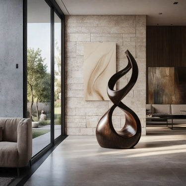 Infinity Loop Solid Wood Sculpture for Contemporary Interior Decor