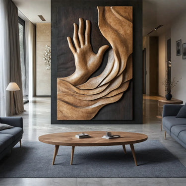 Figurative Wall Panel Art in Natural Wood for Modern Spaces