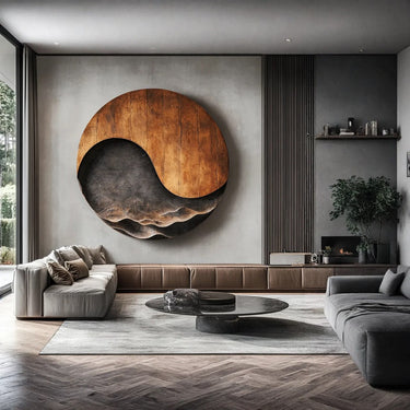 Yin Yang Solid Wood Wall Art for Modern Minimalist Interior